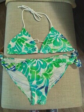 Ocean Pacific Green & Teal Floral Print Triangle Bikini